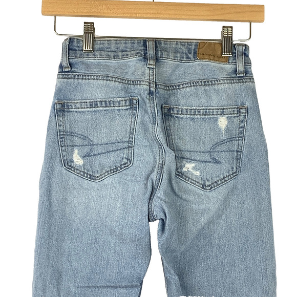 American Eagle Outfitters Jeans Womens 000 Blue Denim Distressed Ripped - Picture 7 of 11